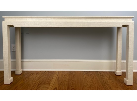 Parsons Style Raffia Wrapped Console Table In Off White - Bunny Williams Style For Ballard Designs