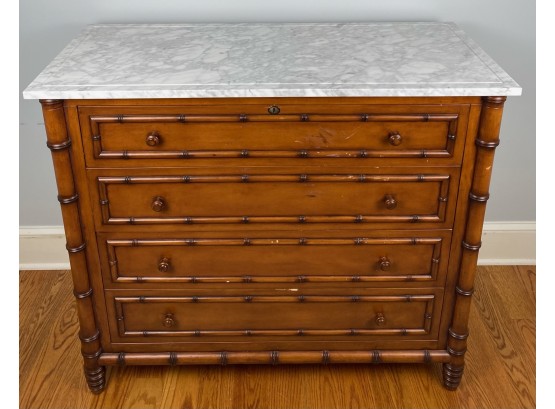 Williams Sonoma Faux Bamboo Wood Chest Of Drawers With Carrera Marble Top Hampstead Style