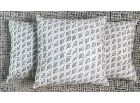 Three Serena And Lily Throw Pillows In White And Blue Grey