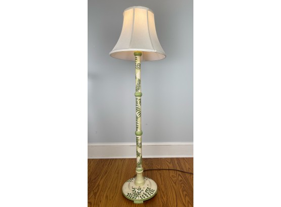 Tall Floor Standing Lamp Hand Painted Flora And Fauna