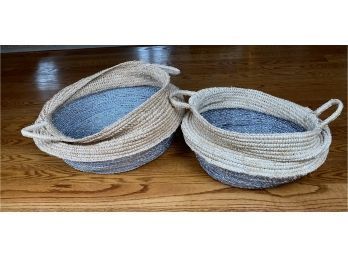 Serena And Lily Collapsible Woven Baskets In Natural And Silver, Made In Indonesia