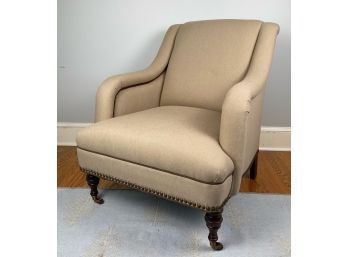 Mitchell Gold  Bob Williams Upholstered English Roll Arm Club Chair With Contrast Lumbar Pillow