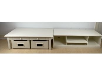 Pottery Barn Coffee Table With Rolling Drawer Understorage And Entertainment Unit In White