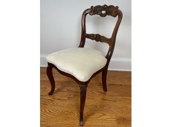 Antique Wooden Chair With Upholstered Seat