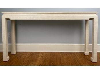 Parsons Style Raffia Wrapped Console Table In Off White - Bunny Williams Style For Ballard Designs