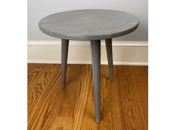 Three Legged, Low Side Table In Grey White Wash