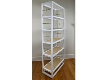 Serena And Lily Cabot White Bookshelf With Brass Detail.