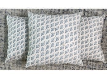 Three Serena And Lily Throw Pillows In White And Blue Grey
