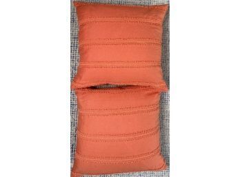 Pair Of Serena And Lily Large Orange Linen Throw Pillows