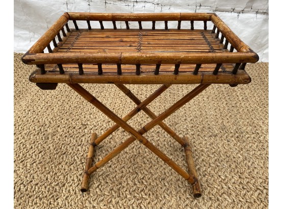 Vintage Rattan X Base Folding Table