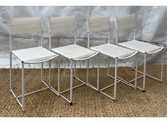 Four Giandomenico Belotti For ALIAS Italy Spaghetti Side Chairs In White