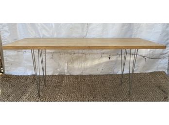 Mid Century Wood Dining Table With Hairpin Metal Legs