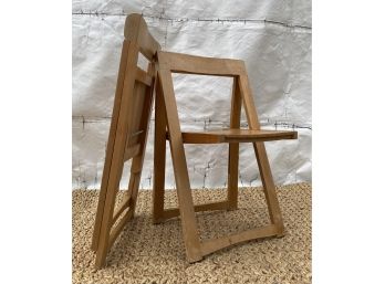 Pair, Vintage Wood Slat A Frame Folding Chairs
