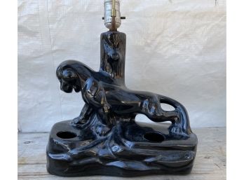 Art Deco Ceramic And Black Glaze Panther Or Jaguar Table Lamp
