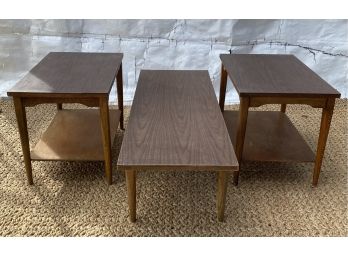Set Of 3 Mid Century Walnut Tables - Coffee Table & Pair Of Side Tables