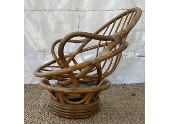 Vintage Bentwood Rattan Womb Chair Swivel Rocker