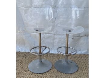 Mid Century Lucite & Chrome Bar Stools By Hill Manufacturing Corp.