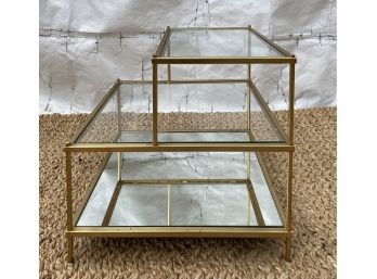 West Elm Brass, Mirrored Glass  And Glass 2 Tier Side Or End Table