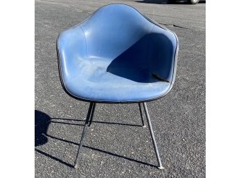 Herman Miller Moulded Fiberglass And Blue Vinyl Arm Chair