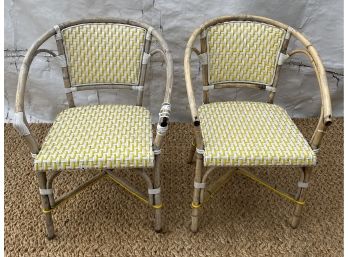Vintage Pair Of Bamboo & Strap Cord Lawn Patio Chairs