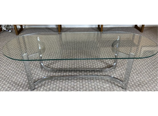 Mid Century, Albrizzi, Italian Style Chrome And Glass Oval Coffee Table