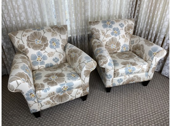 Pair Of Upholstered Lounge Or Arm Chairs By Design House