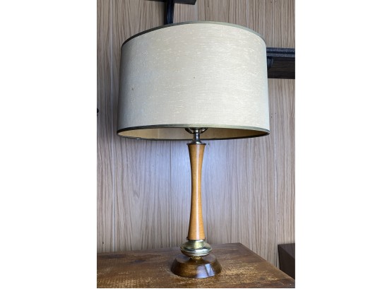 Mid Century Danish Style Wood Base Table Lamp