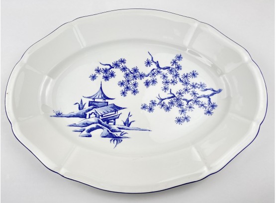 Tiffany White And Blue Pagoda Oval Serving Dish