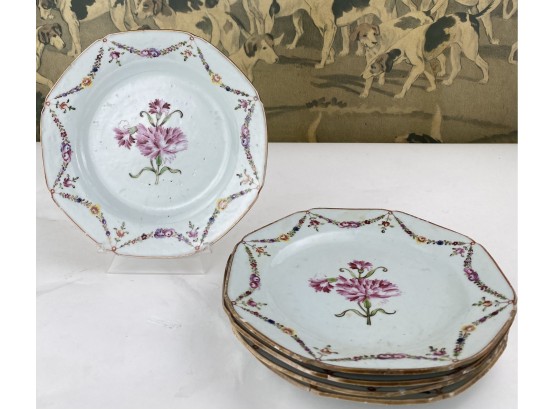 Antique Ceramic Plates With Flora And Fauna Motif - French Probably
