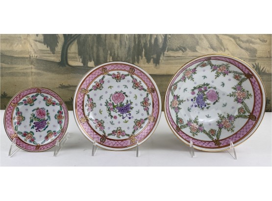 Set Of Porcelain Floral Pattern Plates