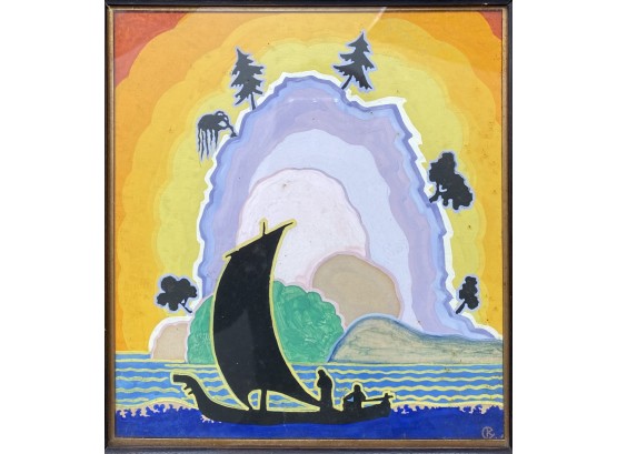 Original Tempera By Konrad Cramer - ' The Island Of Dreams', Framed