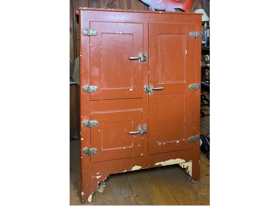 Antique Wooden Case Ice Box / Refrigerator