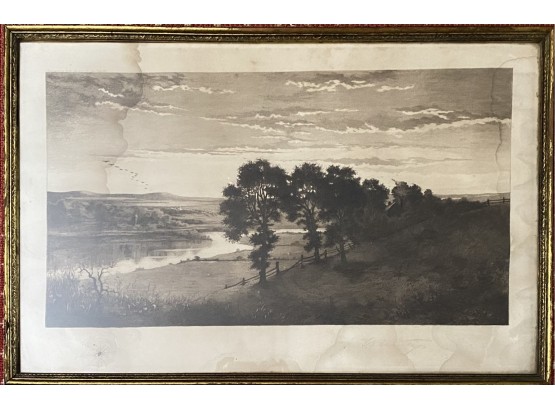 Etching Landscape, Signed In Pencil  And Spiderweb Stamp, Bottom Left