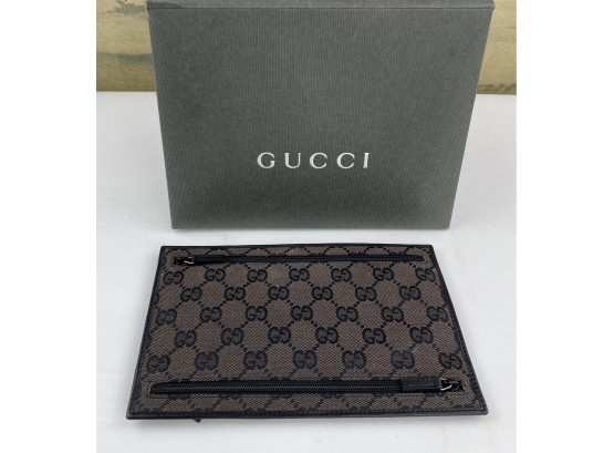 Authentic Gucci Canvas Logo Many Pocket Flat Wallet, New, With Original Packaging