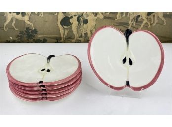 6 Italian Ceramic Hand Painted Apple Cross Section Plates