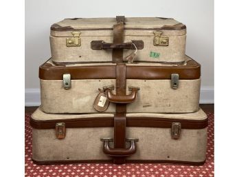 Vintage - Three PCS Gucci Canvas And Leather Luggage