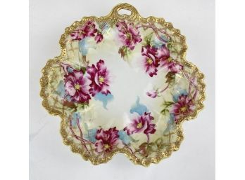 Nippon Vintage  Hand Painted Gilt And Floral Low Bowl