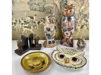 Interesting Selection Of Owl Decor - Bookends, Bowls, Dishes And Figures