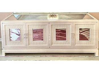 Modern Lucite, Mirror And Painted White Wood Credenza AMAZING PIECE