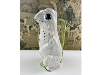 Marjolica Mid Century Vintage Italian Ceramic Frog Pitcher