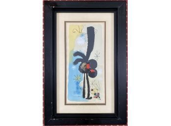 Numbered Print By Joan Miro In Black Lacquer Frame