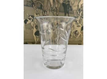 Crystal Etched Coi Fish Vase