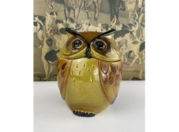 Vintage Ceramic Owl Jar - Signed On Bottom