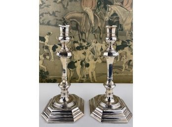 Pair Of Antique LAC England Sterling Silver Candlesticks  From 1913