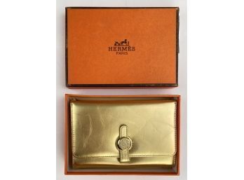 New, In Box, Hermes Gold Leather Wallet Purse