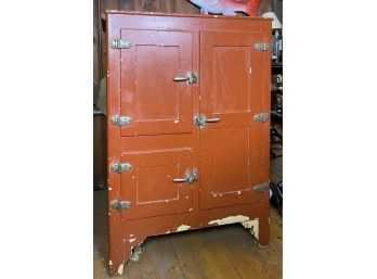 Antique Wooden Case Ice Box / Refrigerator