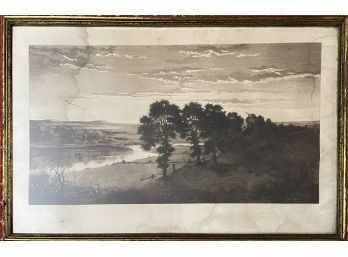 Etching Landscape, Signed In Pencil  And Spiderweb Stamp, Bottom Left