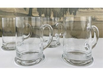 4 New In Box, Made In Romania Clear Crystal Steins Or Mugs