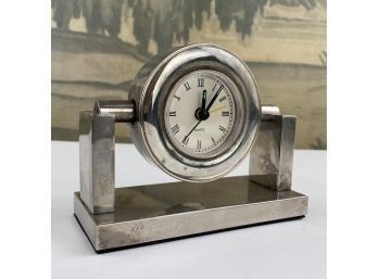 Silver Quartz Rotating Desk Clock