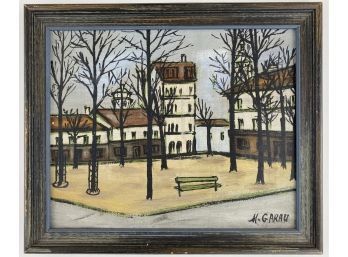 Original Oil On Canvas, 'Place Due Tertre Montmarte Paris, Signed M. Garau